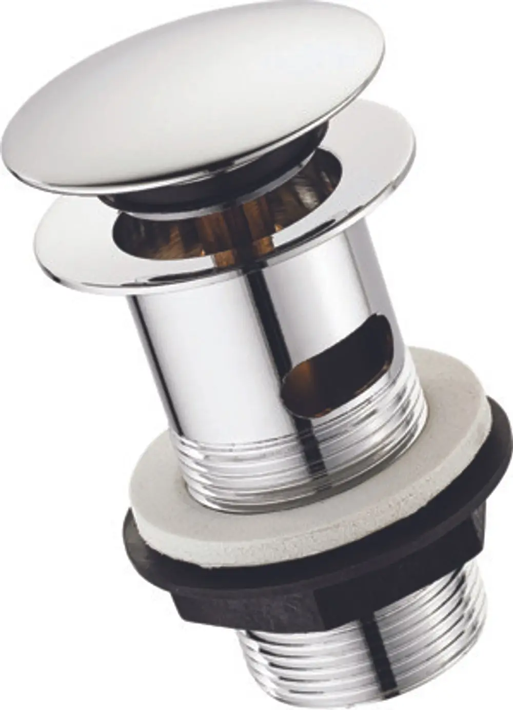 Waschtischablaufventil von Ideal Standard in Chrom, mit einem runden, flachen Deckel und einem Gewindeanschluss für die Installation.